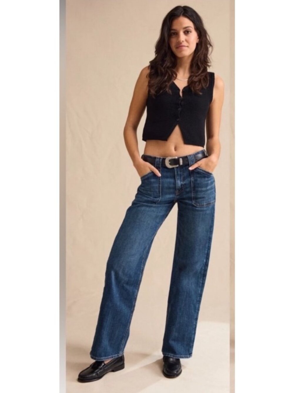 American Eagle Straight-Leg High-Rise Stovepipe Jeans Size 6 patch pocket